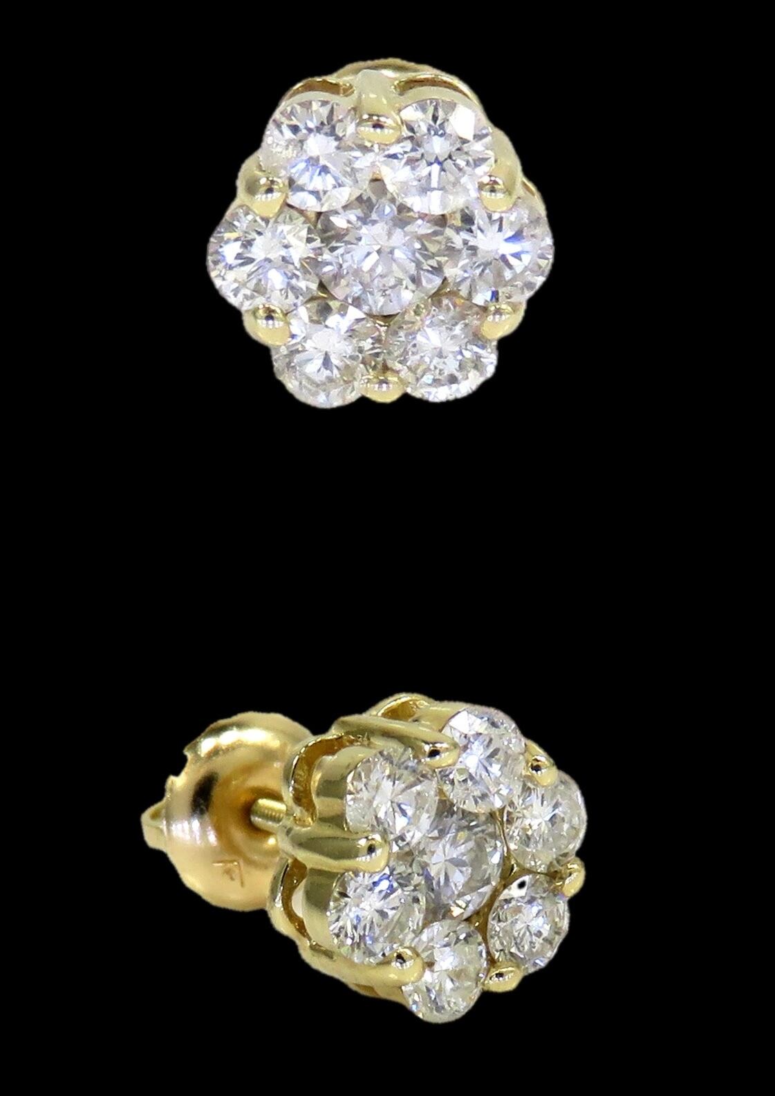 VS クラス 天然ダイヤモンド 10Kクラスター バゲット スタッドピアス VS クラス 天然ダイヤモンド 10Kクラスター バゲット スタッドピアス