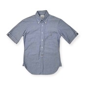 USA製 BLACK FLEECE Brooks Brothers ブラックフリース ブルックスブラザーズ オックスフォード 半袖シャツ /水色/金ボタン/米国製/訳有