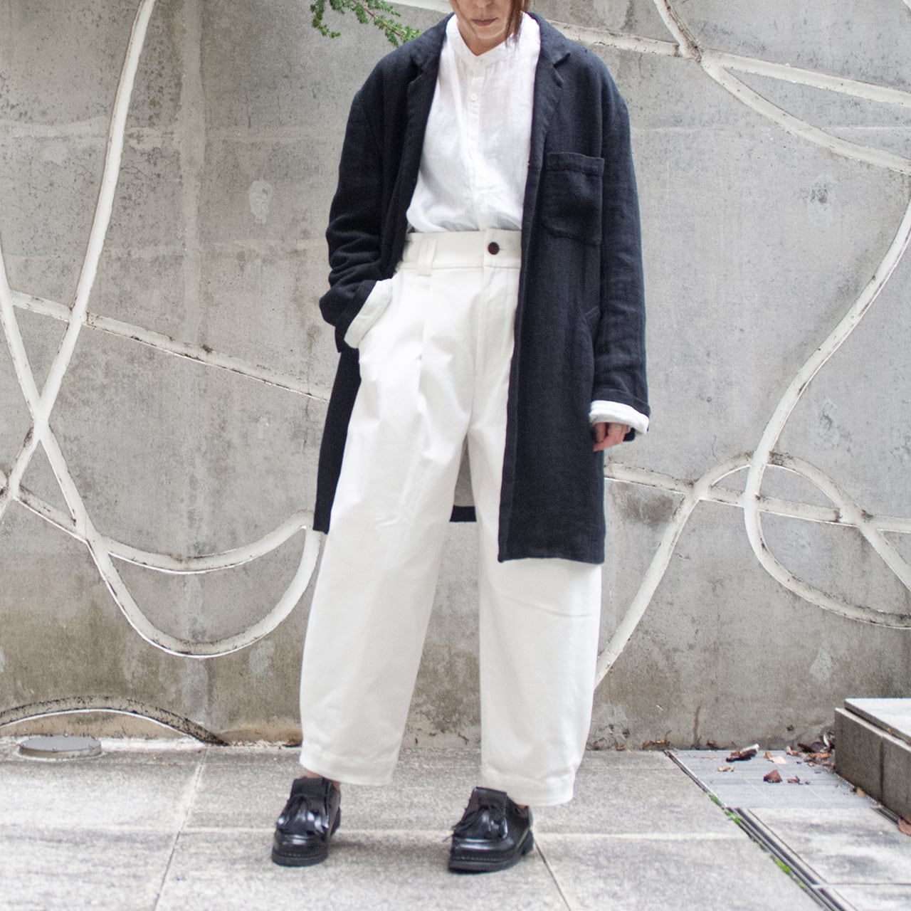 unisex coat jacket／herringbone linen〈black〉 | SALUÉ