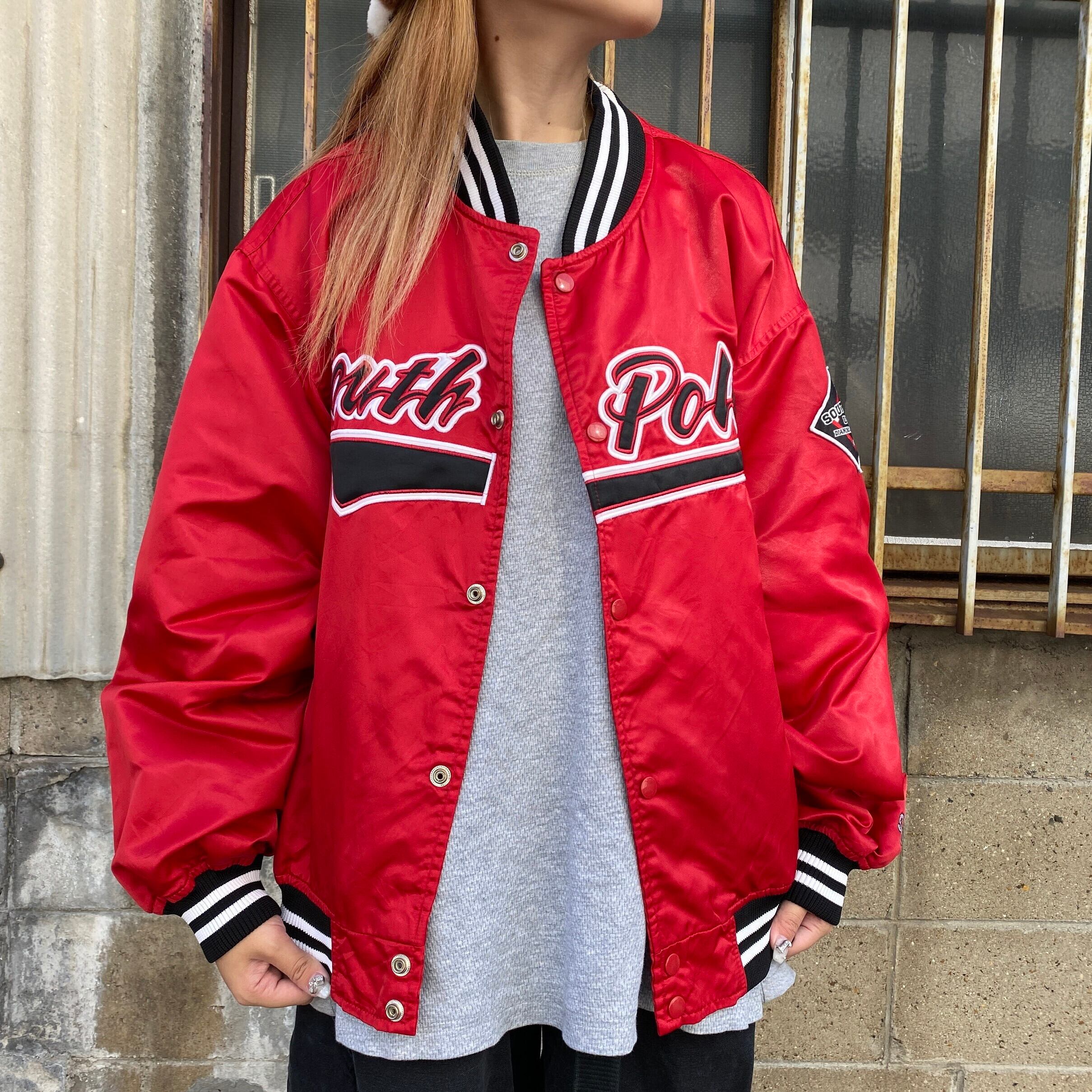 South Pole サウスポール スタジアムジャンパー メンズl 古着 ナイロン スタジャンレッド 赤色 ブルゾン ジャケット Ha10 Cave 古着屋 公式 古着通販サイト