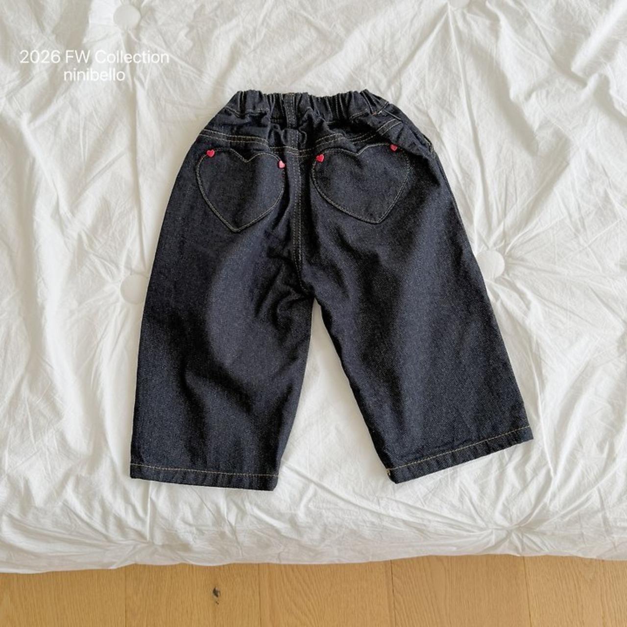 韓国子供服 / ninibello / Tommy Heart Denim Pants  / デニムパンツ *XS~XXL*