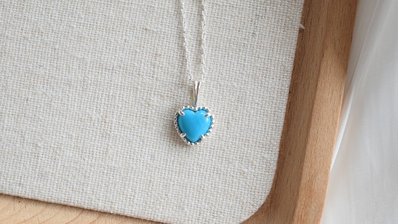 Sleeping Beauty  heart turquoise necklace 《silver925》【受注製作】