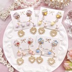 《 うる艶ハートビジューのパステルstrawberry 》 ピアス/イヤリング