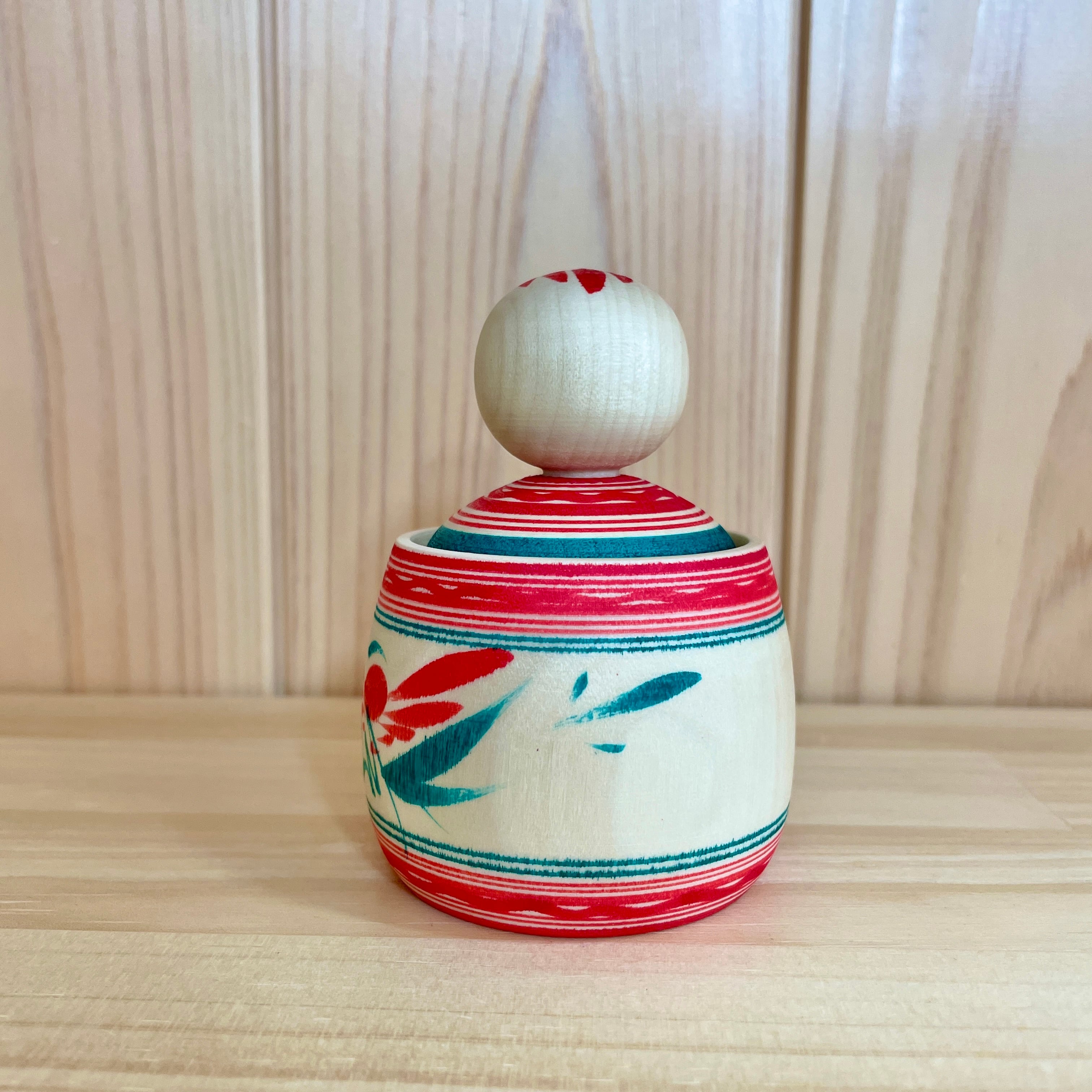 平賀輝幸工人：作並系】コマ入り えじこ こけし：10㎝ N6TeH-108