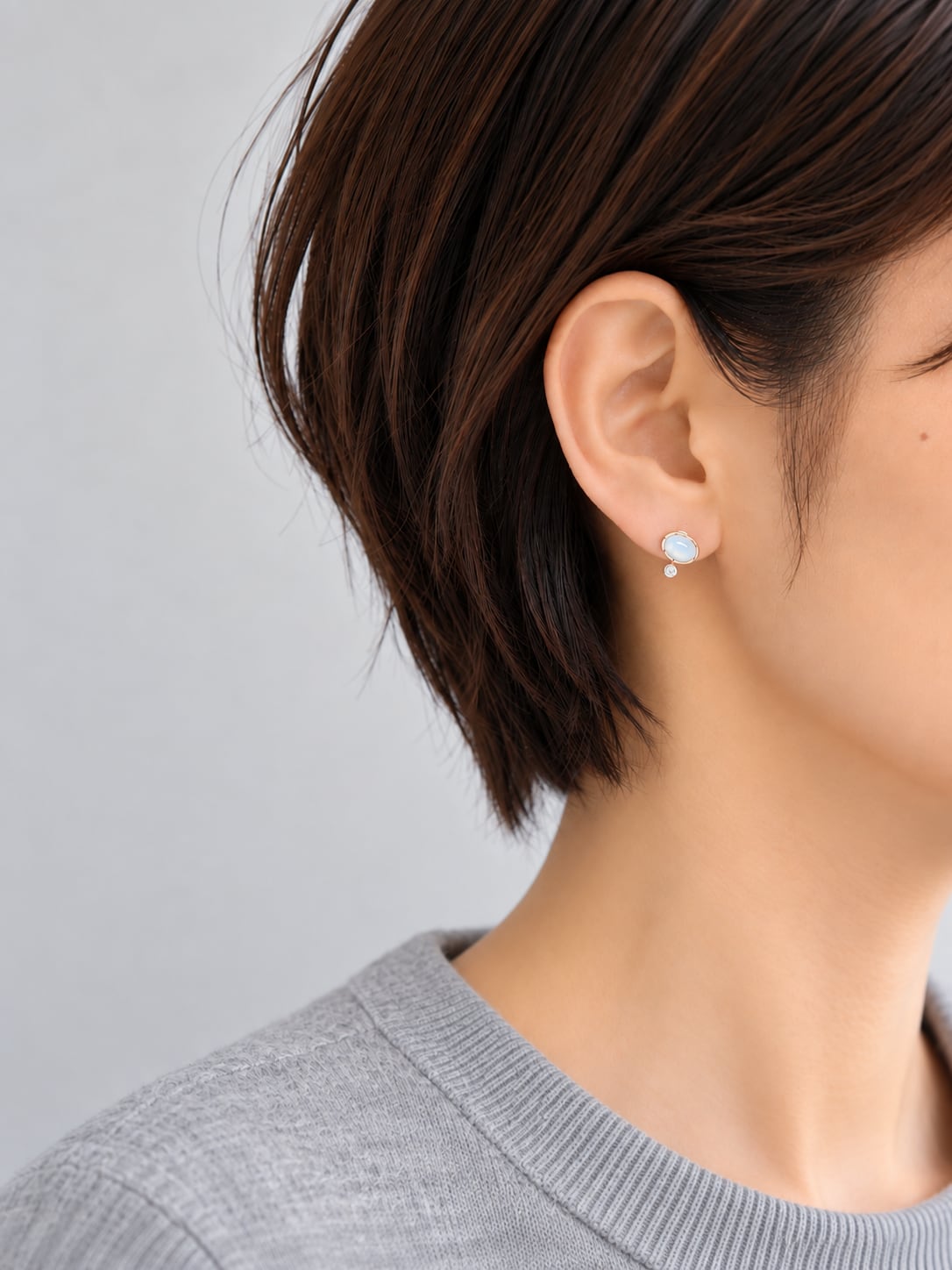 tatsuo nagahata ー K10GOLDミルキーアクアマリン×ダイヤモンドピアス