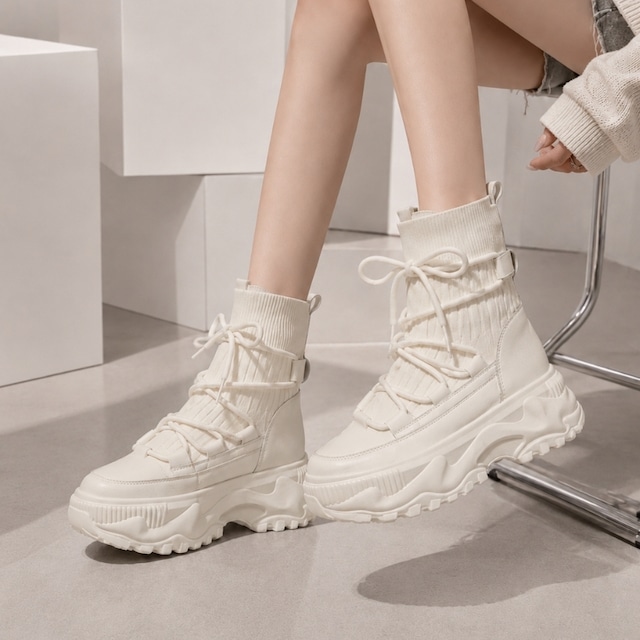 round toe lace-up short boots m0001