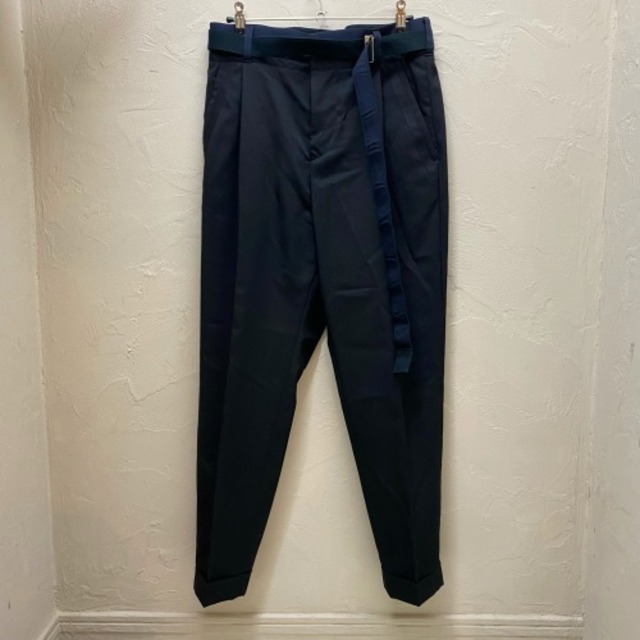 ATTACHMENT アタッチメント PE/LI POPLIN BELTED TAPERED FIT TROUSERS 2 ブラック 【代官山