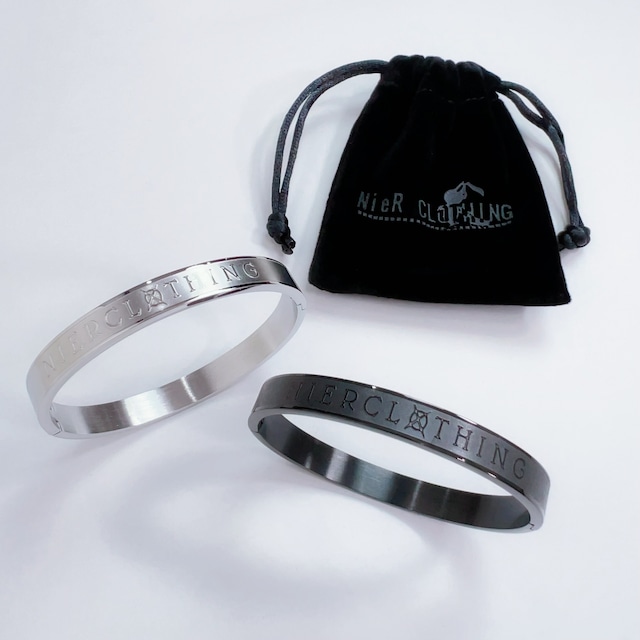 ジュエリーポーチ付きSTAINLESS LOGO BANGLE【BLACK×SILVER】