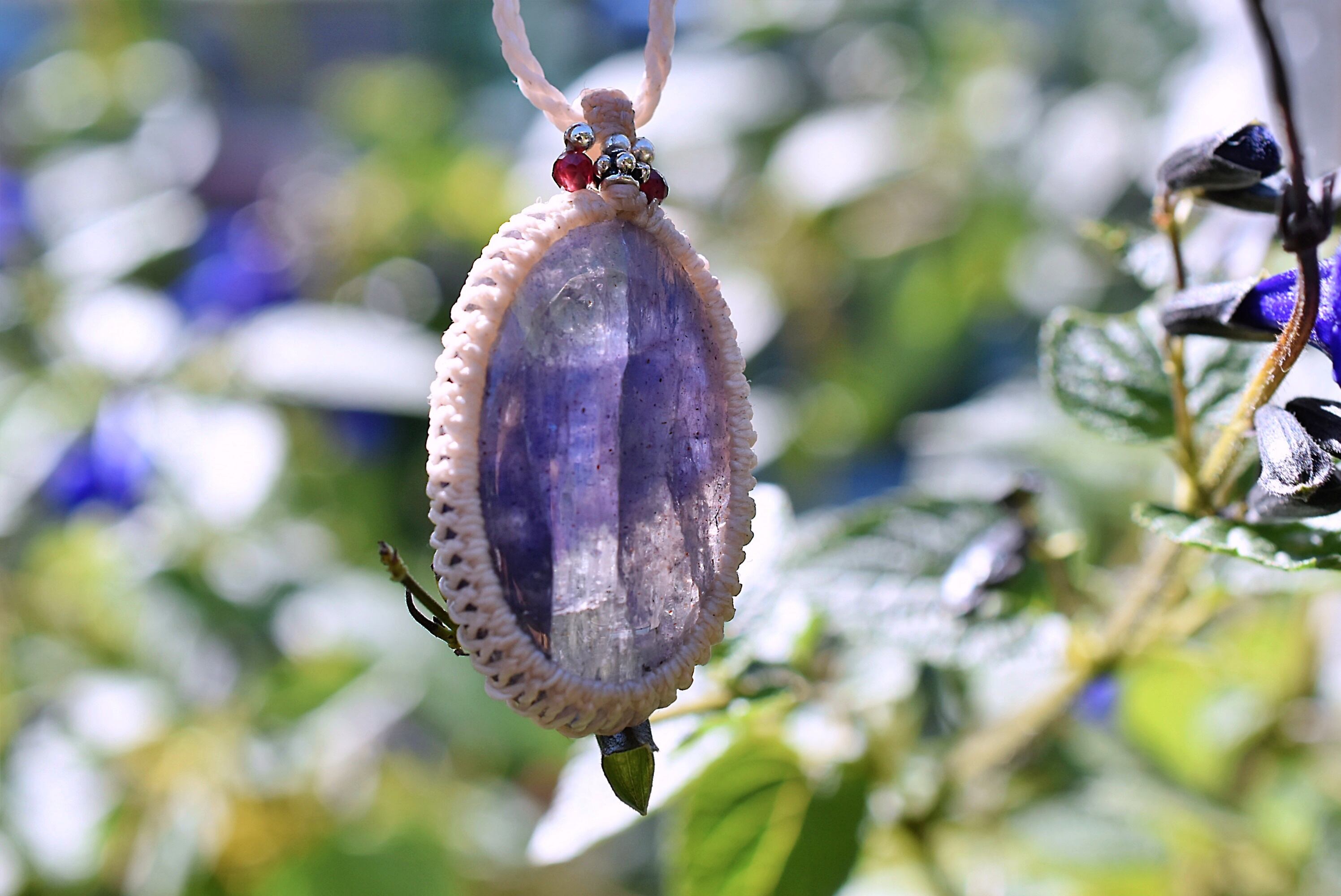 藍色ライン☆アイオライト マクラメネックレス1280 | Funky garuda