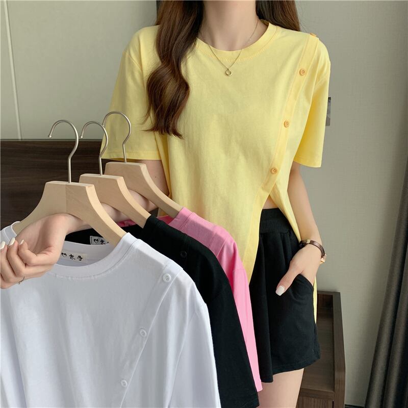 ルーズ薄手サマーバックルTシャツ トップス 夏物 1号婦人32800448517