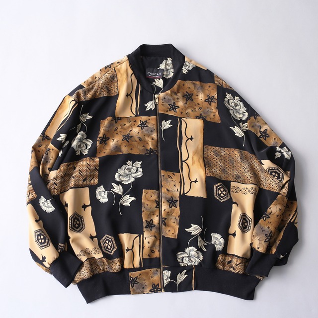 panel flower art pattern loose blouson