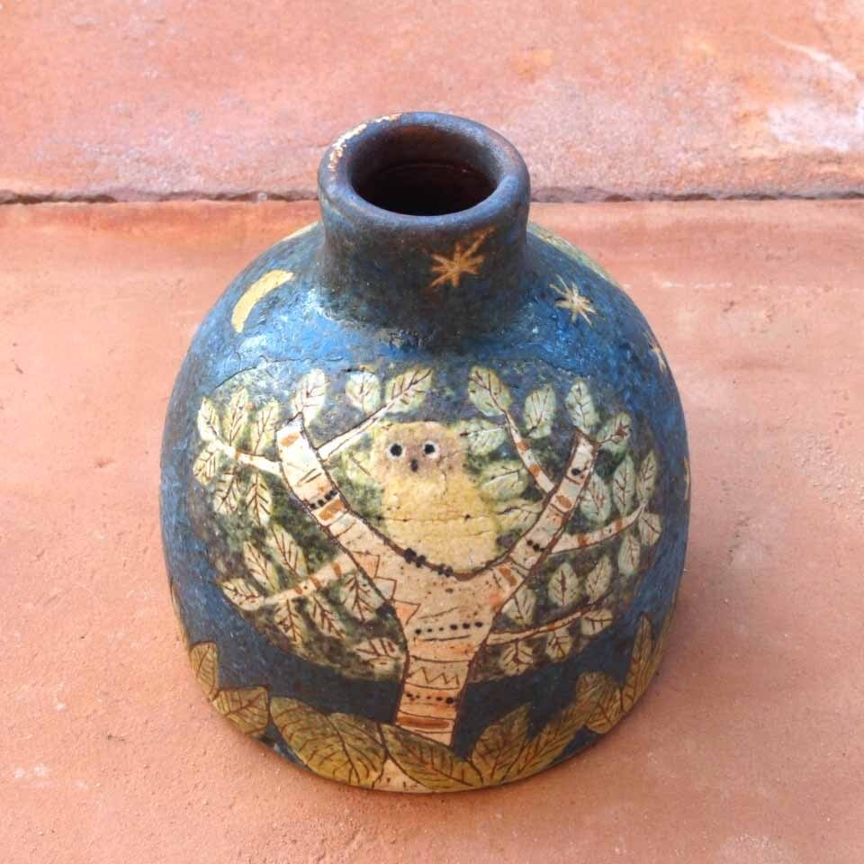 矢合直彦さん　フクロウの一輪挿し　花瓶　未使用 矢合直彦さんフクロウの一輪挿し花瓶未使用
