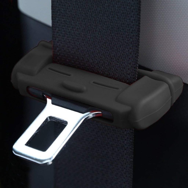 【2022最新】YFFSFDC シリコン シートベルトカバー＆バックルカバー 3色 傷防止 洗える カー用品 (ブラック 4個セット)