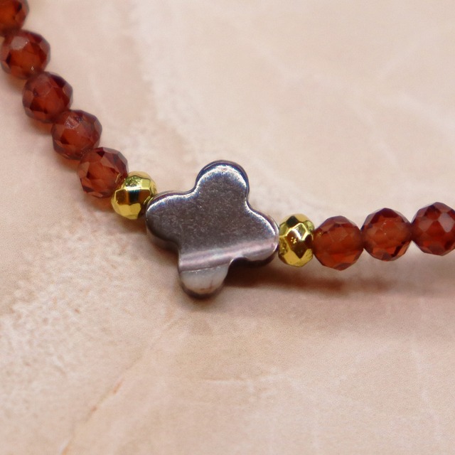 【Open the Jewelry Box!】亀甲天珠×シャンパンガーネット×フラッシュタイガーアイ ブレスレット