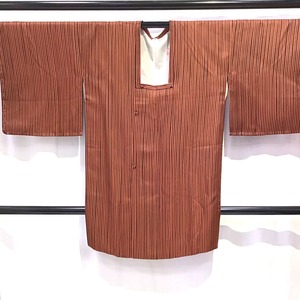 着物・雨コート・和コート・縞・茶系地・No.200701-1840・梱包サイズ60