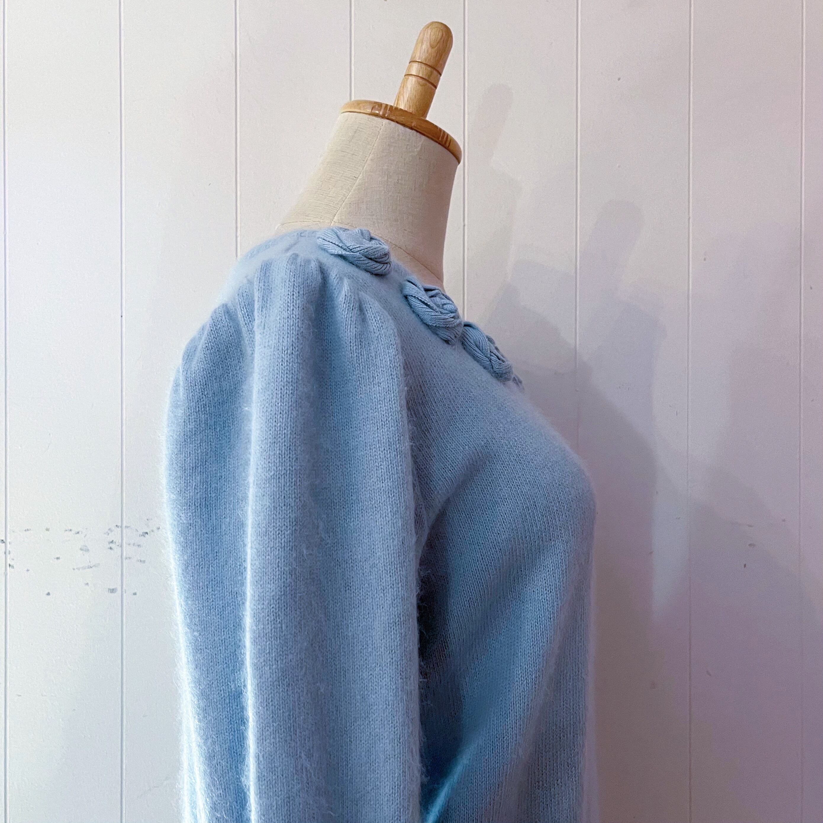 light blue rose knit sweater