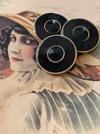 20mm Japaneseヴィンテージボタン レトロ ブラック×ゴールド メタル×樹脂 アクセサリーパーツ デコレーション材 レトロボタン