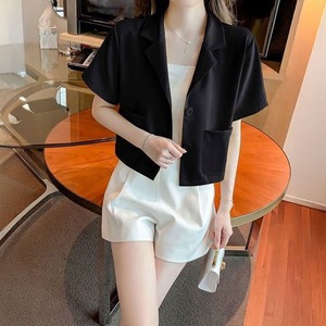 テーラードジャケット レディース 半袖 ジャケット 春夏 韓国 アウター 大人 きれいめ シンプル 通勤 OL ビジネス オフィス カジュアル サマージャケット 大人可愛い 大人女子