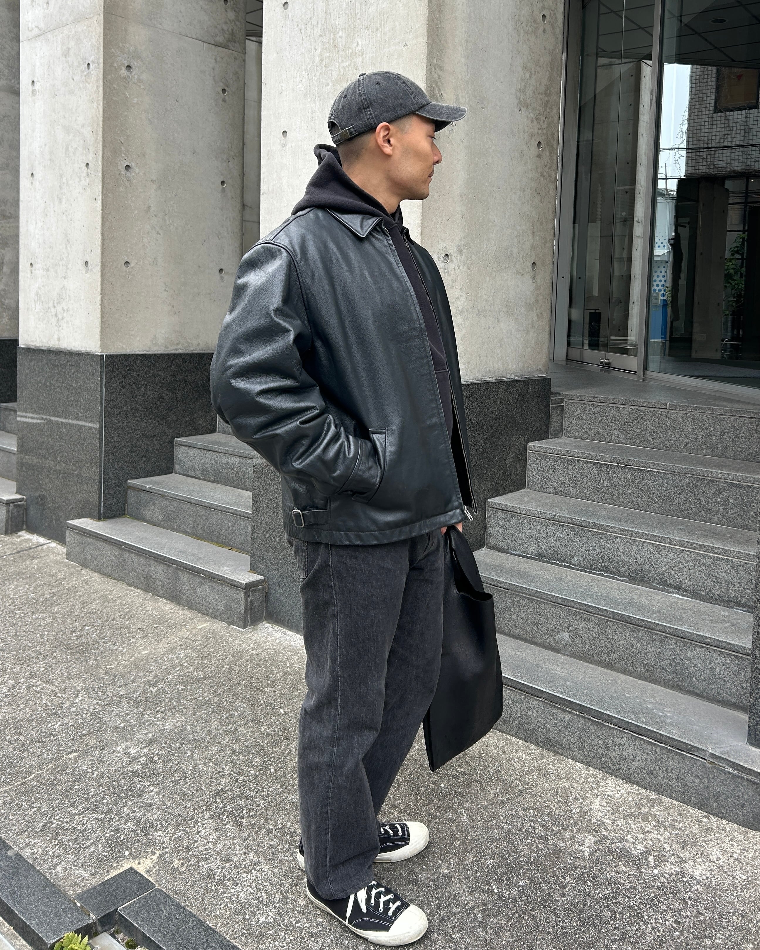 極美品 L アルミジップ 牛革 OLD GAP レザージャケット ブラック