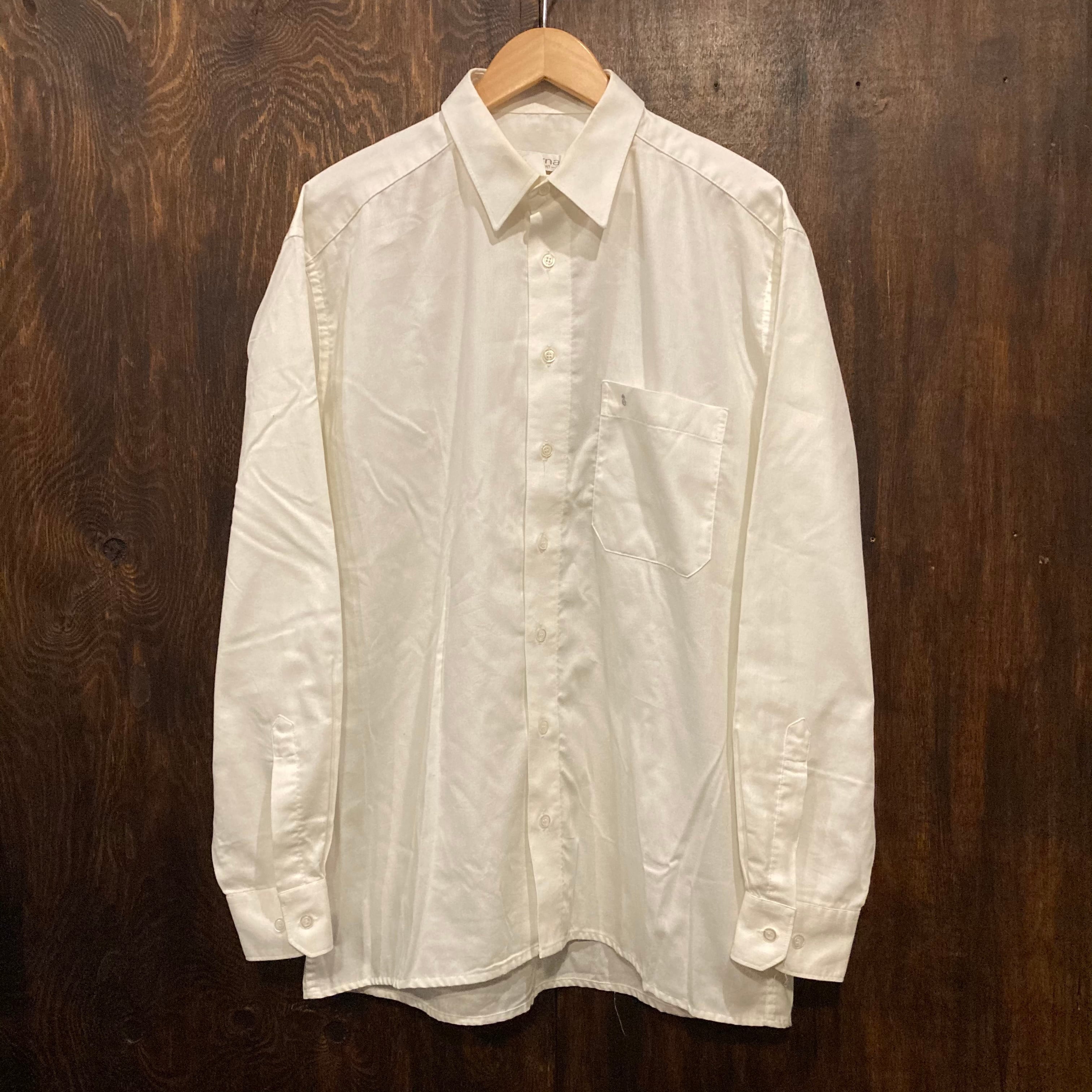 90s 4XL 白ドレスシャツ 長袖 デザイン