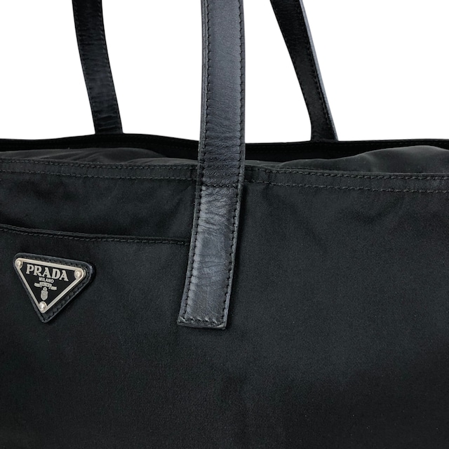 PRADA プラダ ハンドバッグ ブラック トライアングルロゴ ナイロン トートバッグ vintage ヴィンテージ オールド mbeuzk