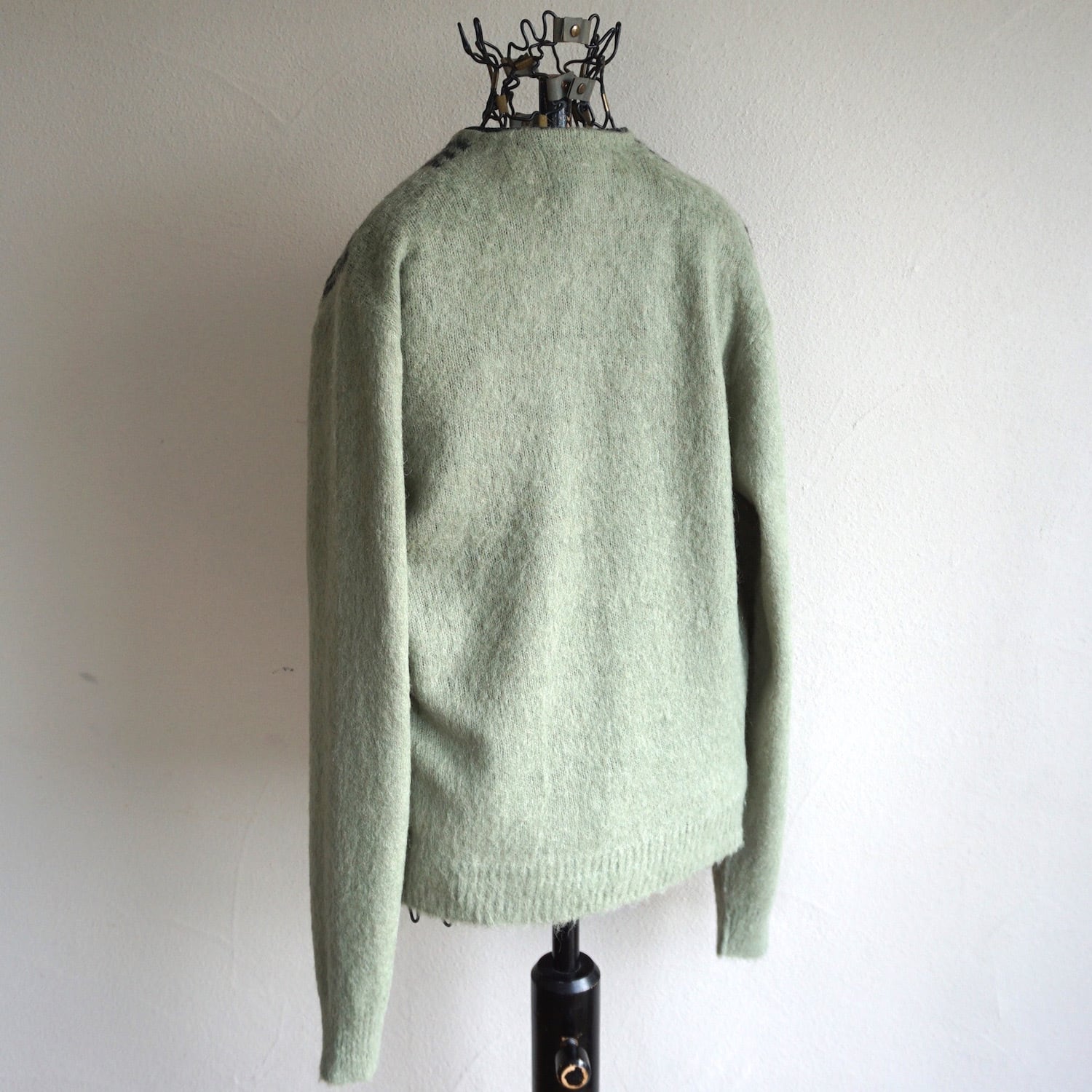 ヴィンテージ ~1970's グレー Vネック モヘアニット セーター