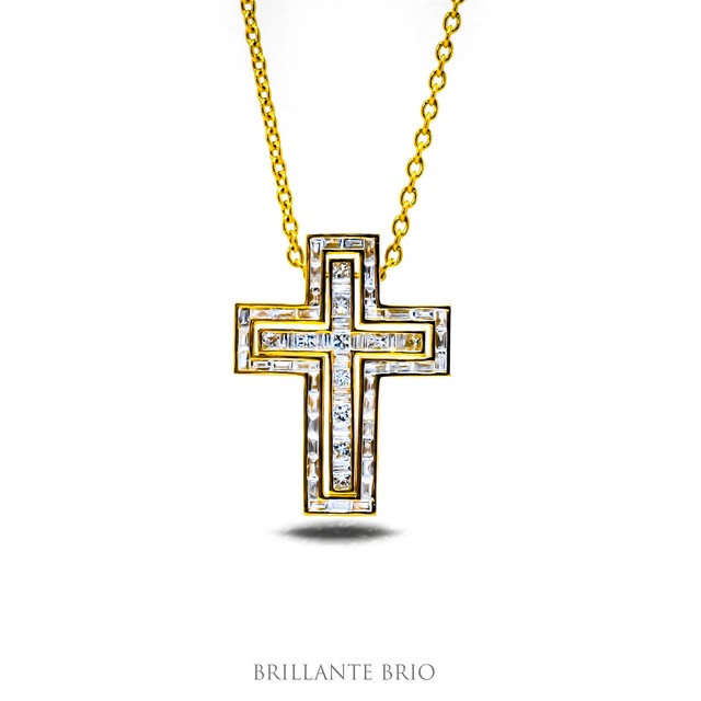 【K18 D0.87】Cross diamond necklaceⅡ
