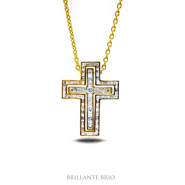 【K18 D0.87】Cross diamond necklaceⅡ