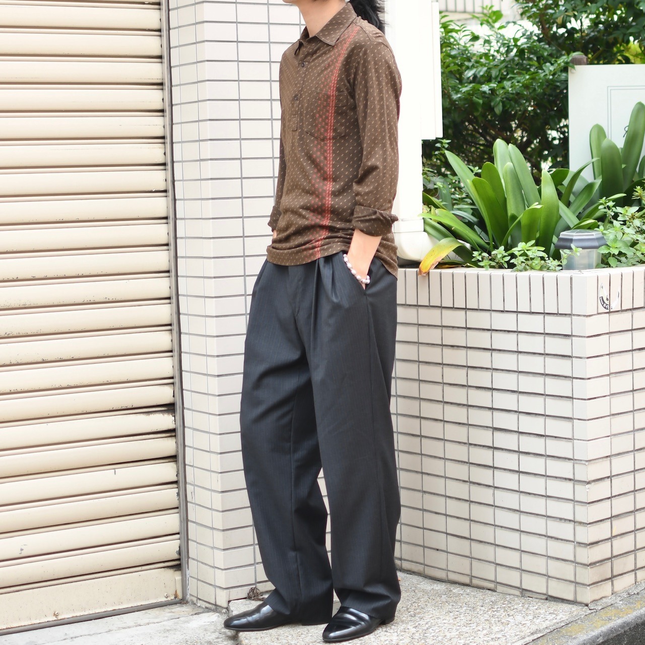 pattern polo shirt brown