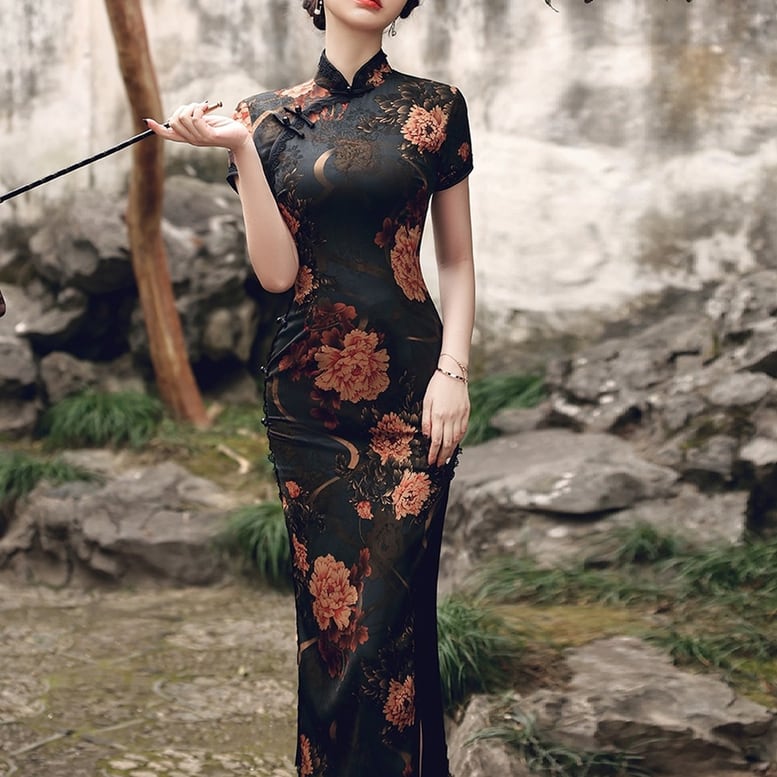 vintage チャイナ 刺繍 ガウン 花柄 チャイナ服 vintage チャイナ 刺繍 ガウン 花柄 チャイナ服 レディース 中国風