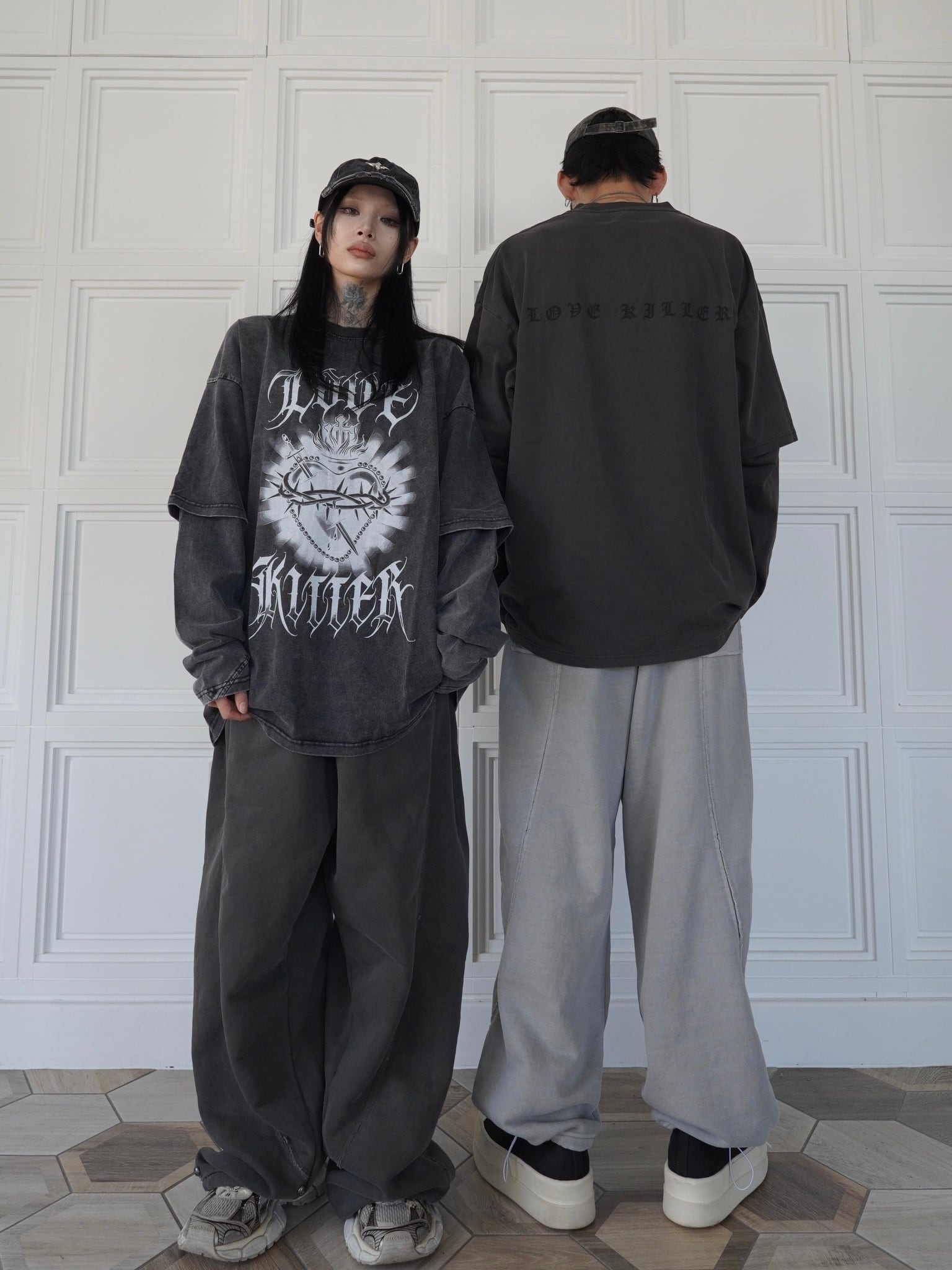 LOVE KILLER】Killer heart barbed wire layered Long T | OVERTURE