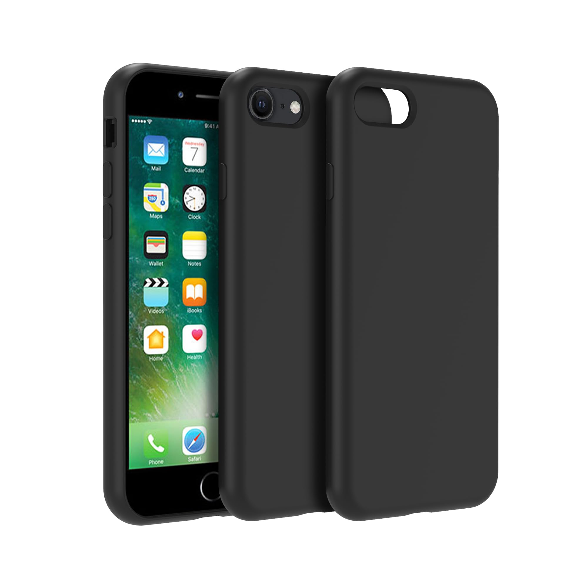 PINLISHENG iPhone se2/se3 ケース いPhone 7/8 スマホケース ハイブリッドシリコン(ブラック)