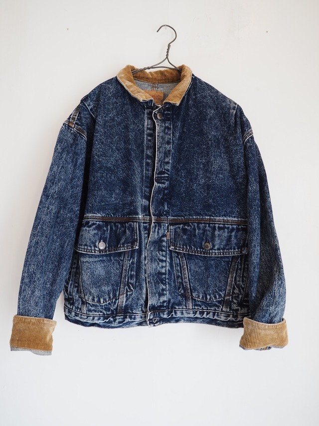 Made in USA 1980's~ buckle back Acid denim jacket/S size