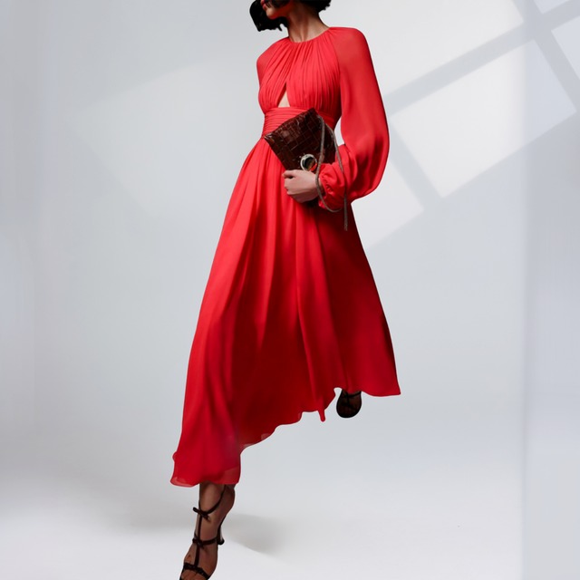 keyhole neck  long dress 　00157