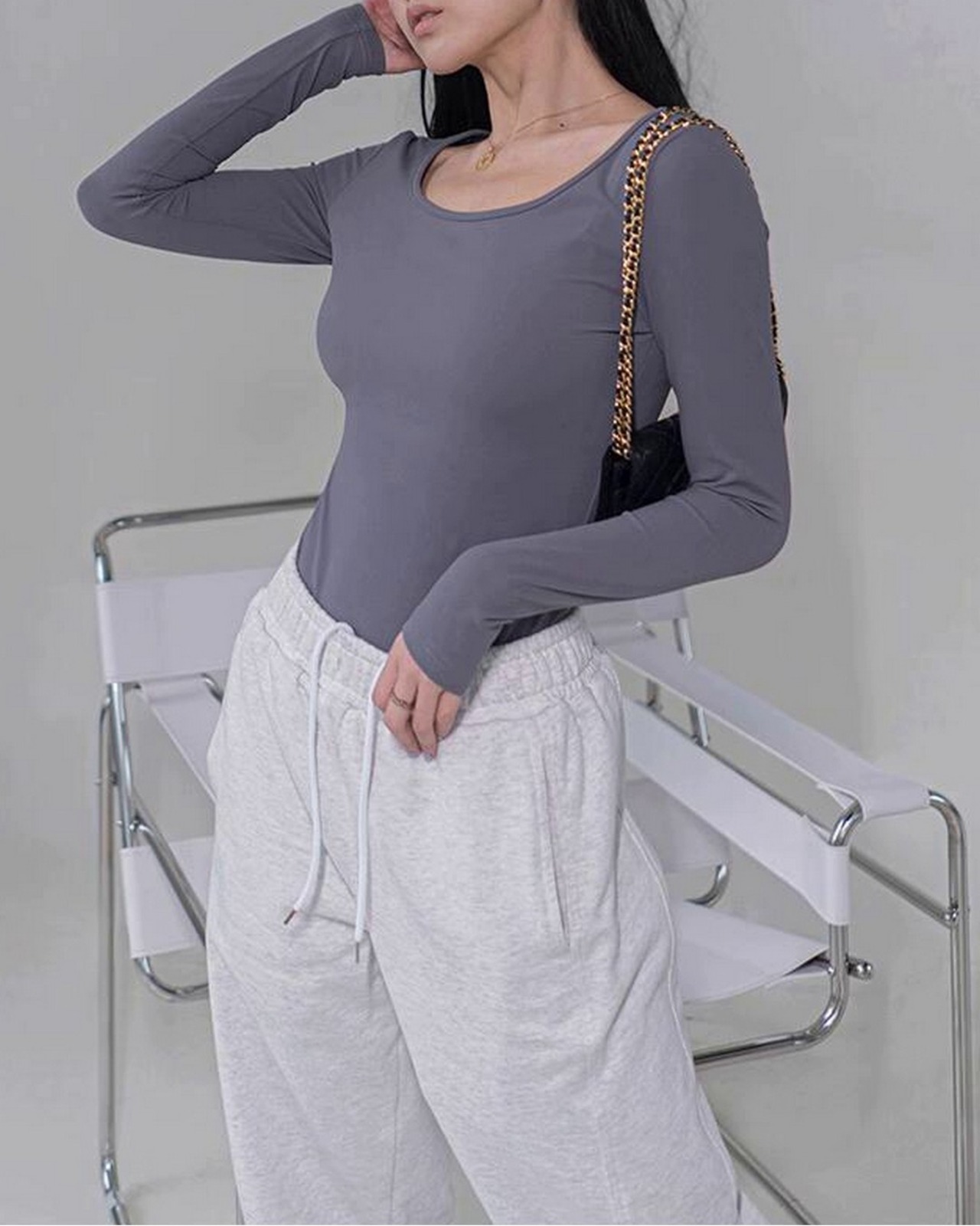 ラウンドネックロングスリーブTシャツ 2color A0251 - 12