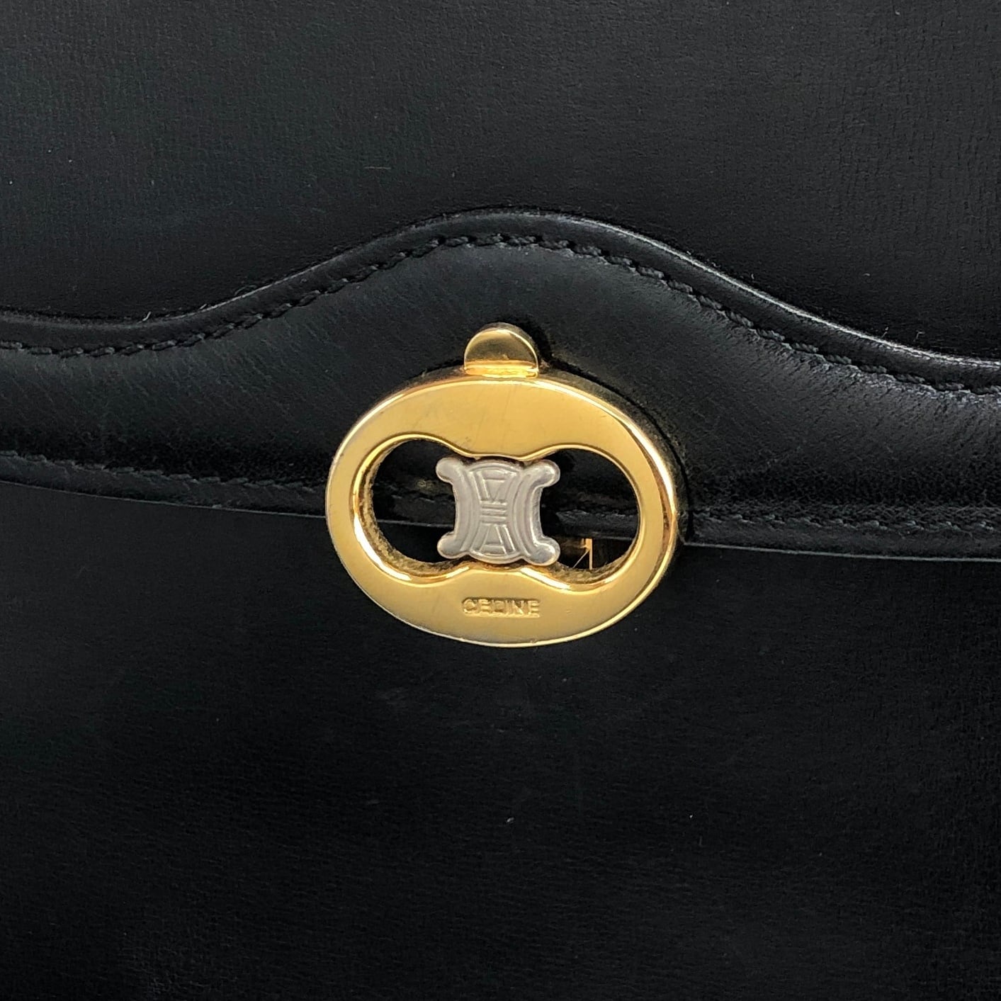 CELINE セリーヌ ショルダーバッグ ブラック ブラゾン レザー vintage