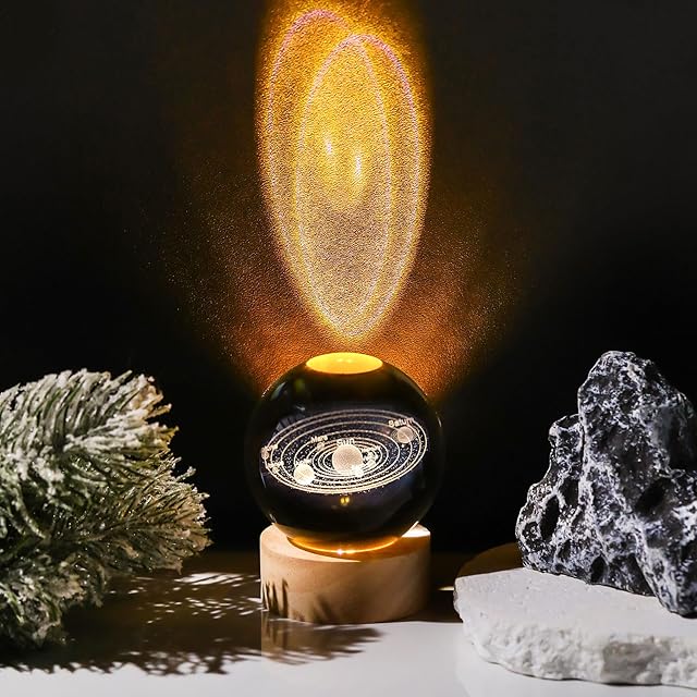 Kertari 60mm クリスタルボール 太陽系 模型 3D 宇宙ガラス 地球儀