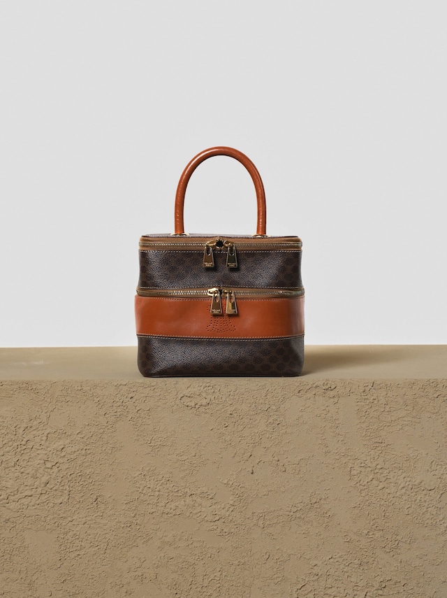 CELINE セリーヌ ブラウン マカダム柄 ２段バニティバッグ　