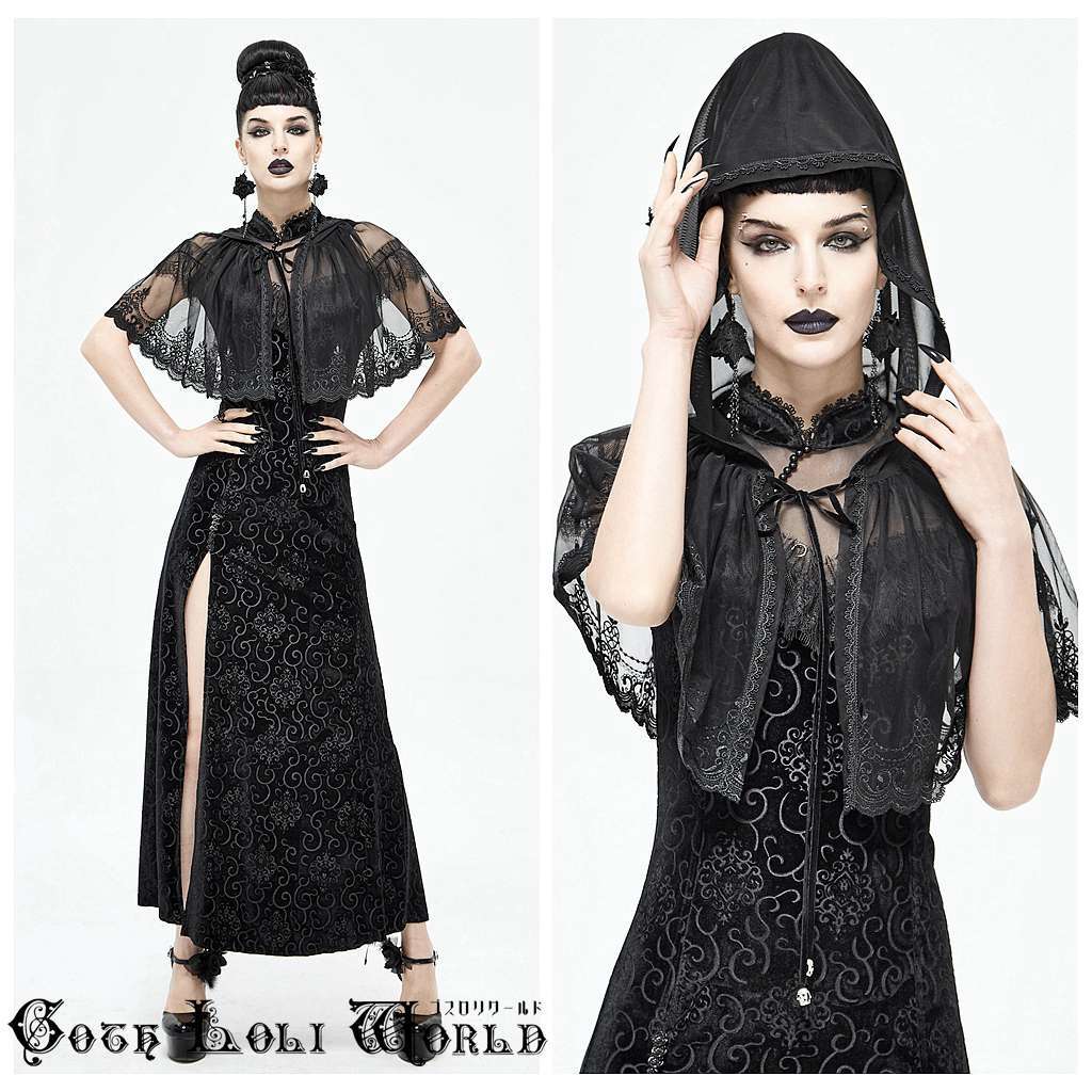 即納/送料無料】CA022 Devil シースルーレースフード付 ケープ 即納/送料無料】CA022 Devil シースルーレースフード付 ケープ