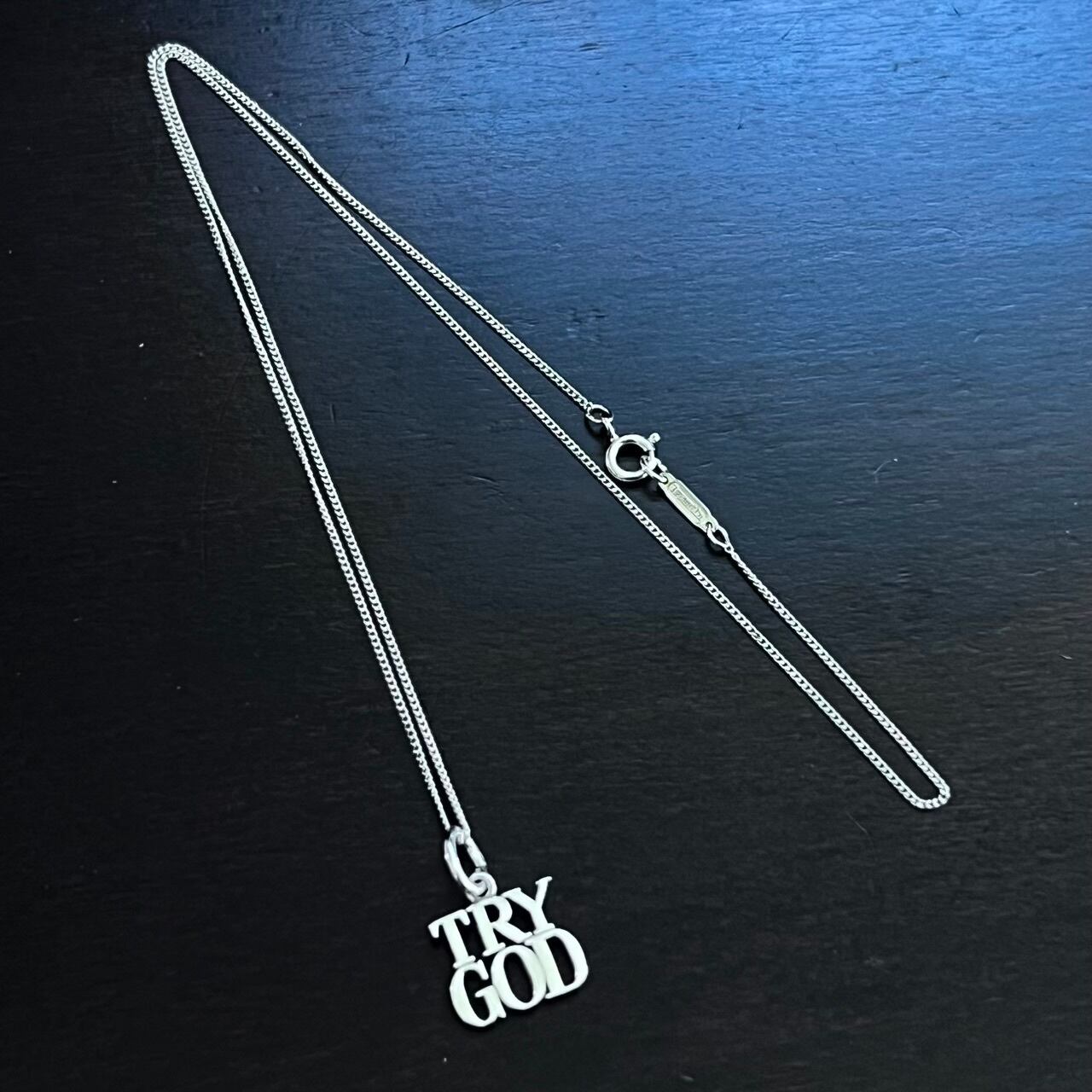 VINTAGE TIFFANY & CO. TRY GOD Charm Necklace Sterling Silver