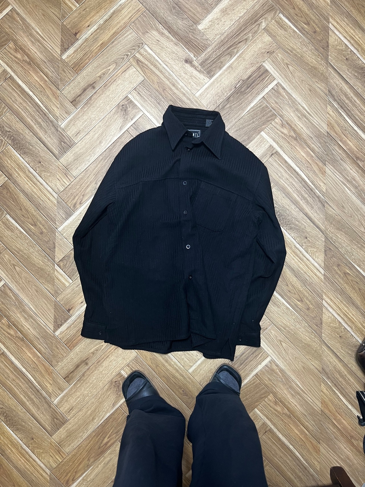 2000s Black Rayon Corduroy Shirts