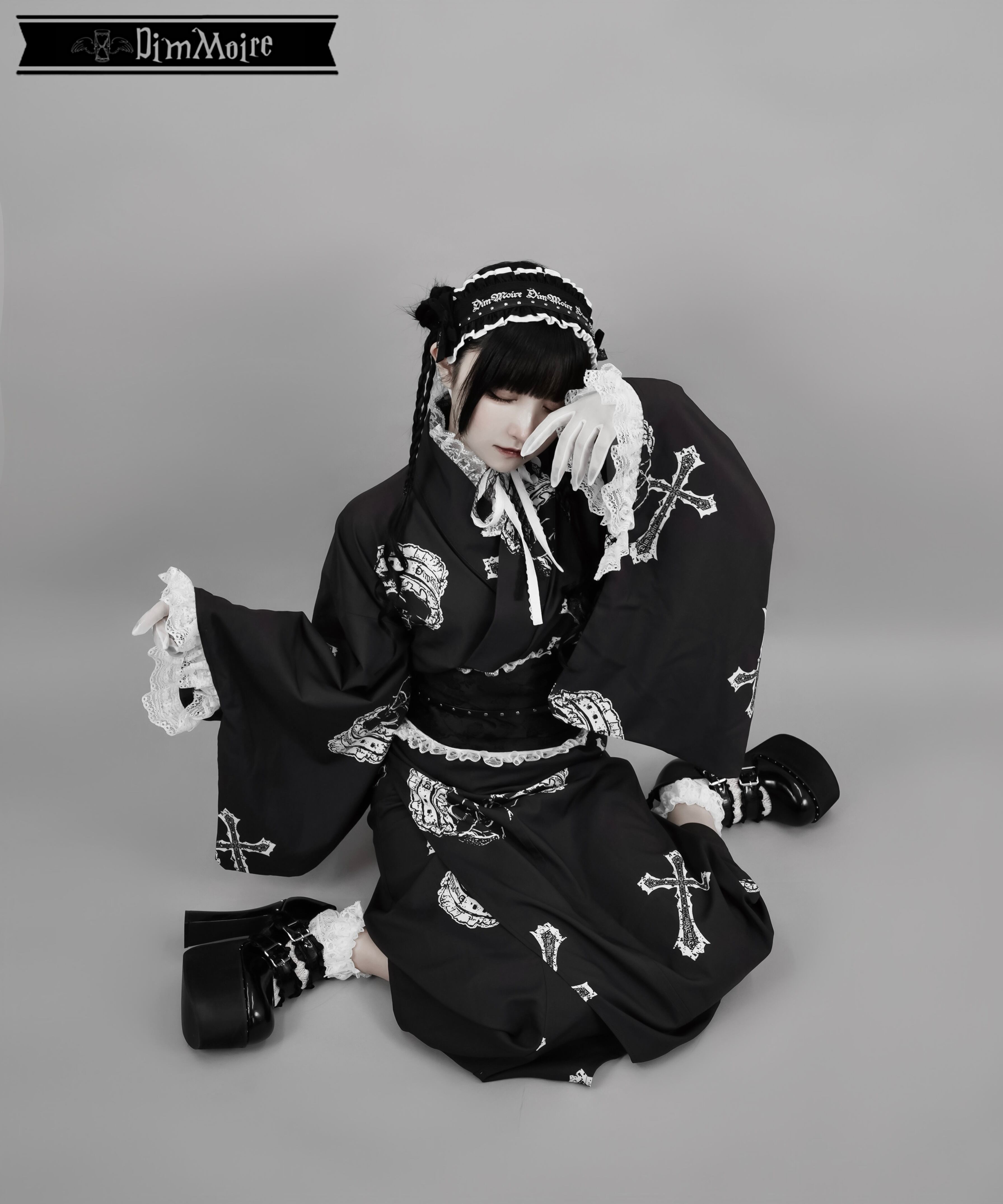 フリル×スタッズヘッドドレス【Black&White】 | DimMoire