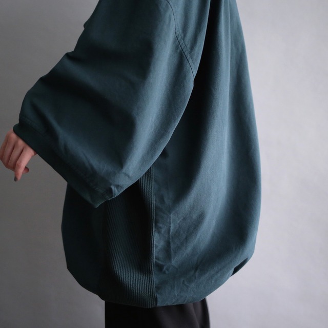 deep green switching design 3XLT over size h/s pullover