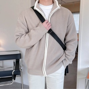 バイカラージップアップニットカーディガン　MT0080069