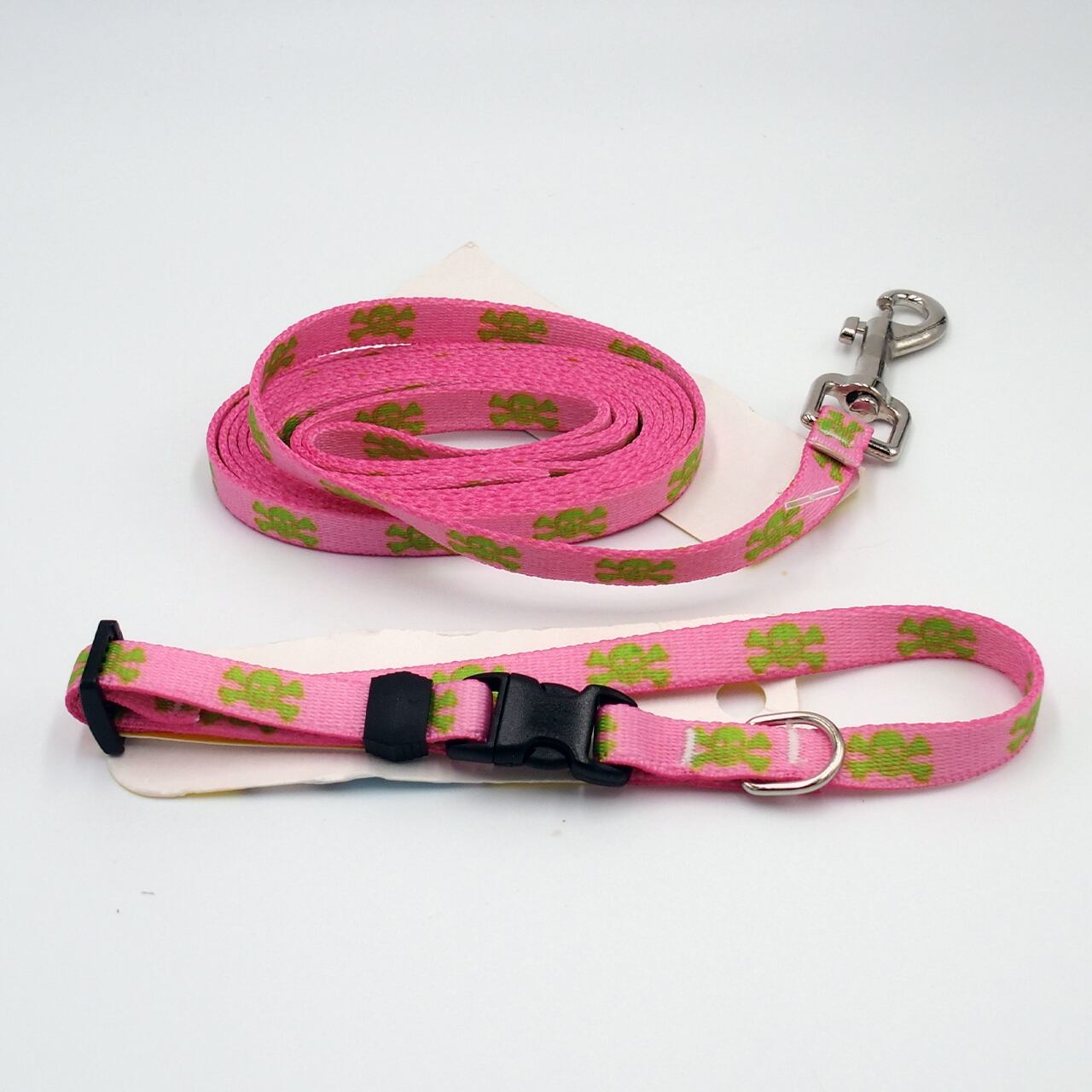 Pink & Green Skulls 首輪＋リードセットXS サイズ - Yellow Dog Design