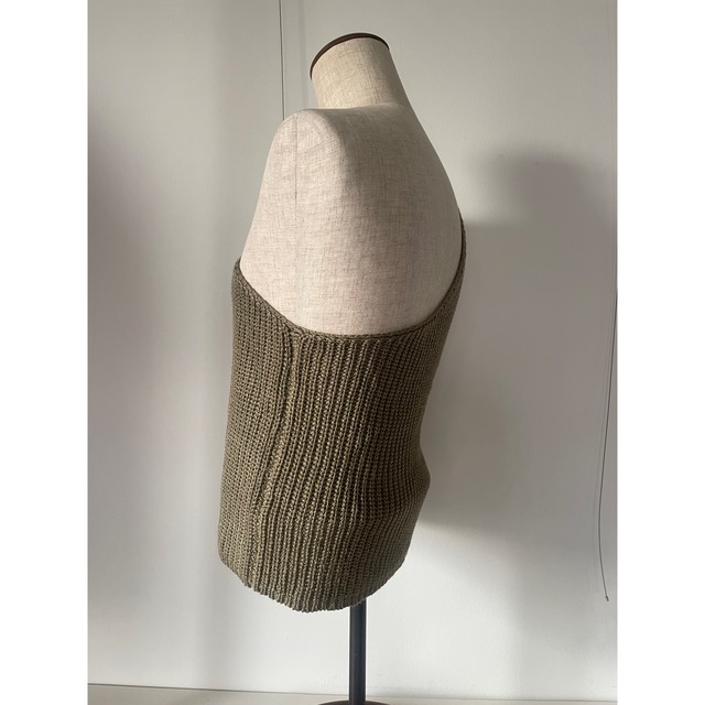 ACRYLIC one-shoulder knit top olive