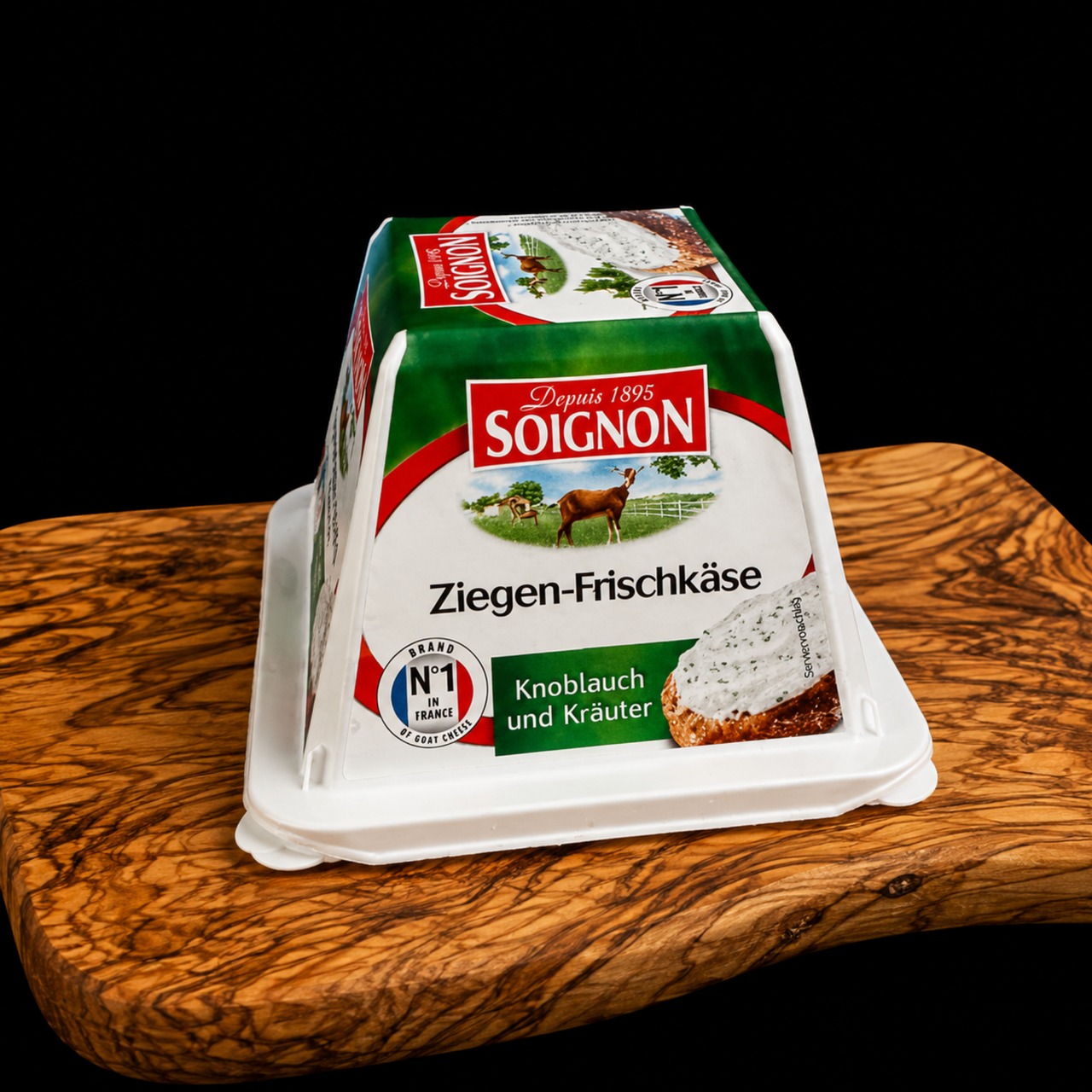 フランス産 ソワニヨン 山羊乳チーズ スプレッドタイプ｜ガーリックとハーブ入り  シェーブル ナチュラルチーズ ピラミッド型 150g  Soignon Spreadable Goat Cheese | Garlic and Herb – French Chevre Natural Cheese, Pyramid Shape, 150g
