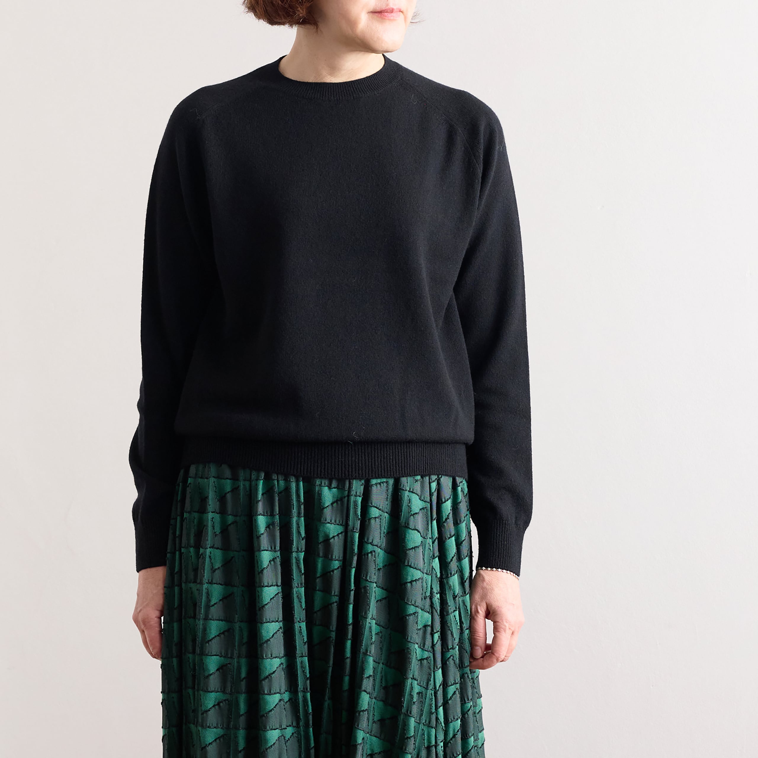 SLOANE スローン 10G天竺 ウール×カシミヤ クルーネック SL10W-941 ブラック