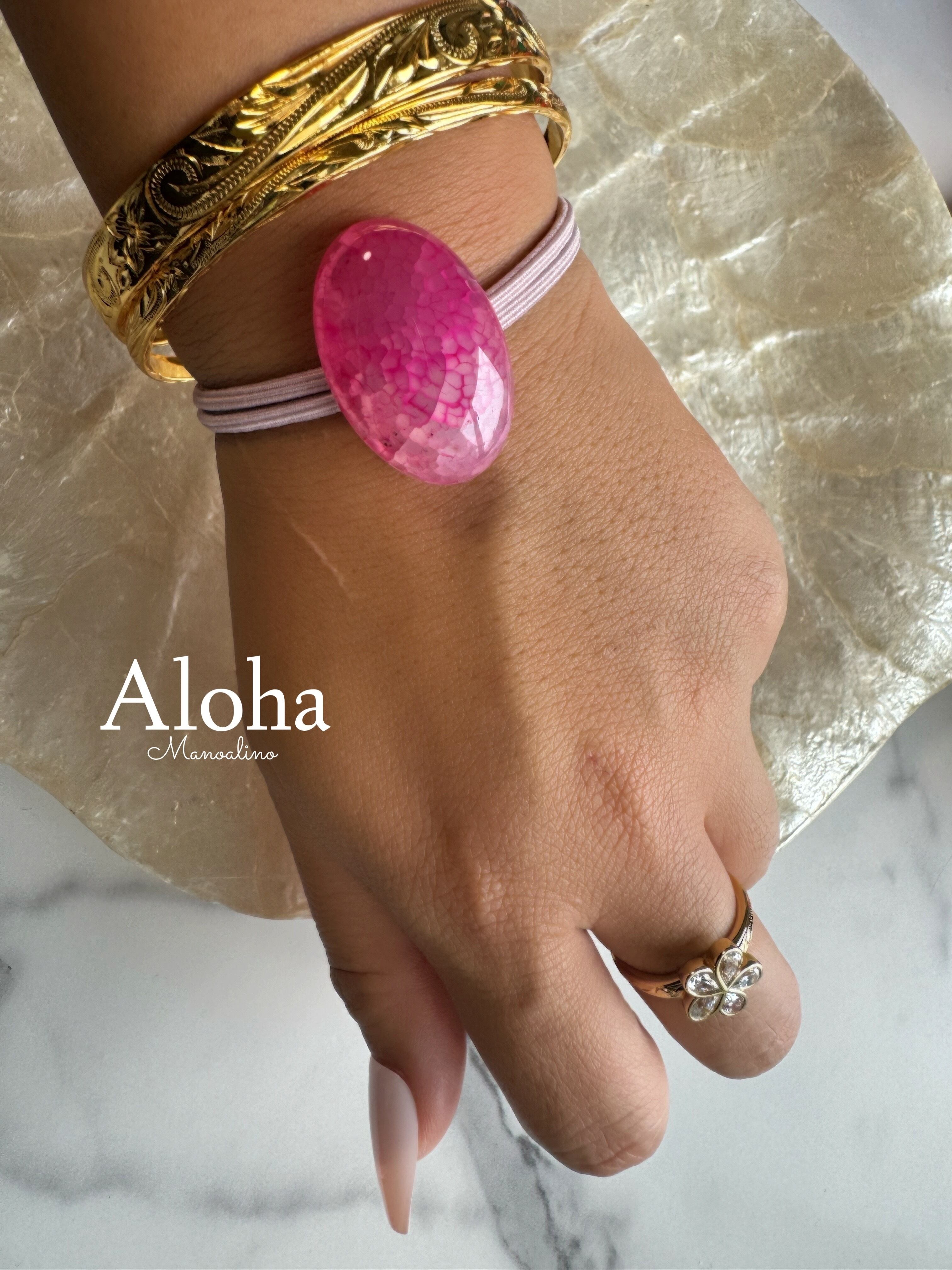 Eiko ヘアアクセサリー ピンク Shave Ice Pink agate hair accessory(シェイブアイスピンク