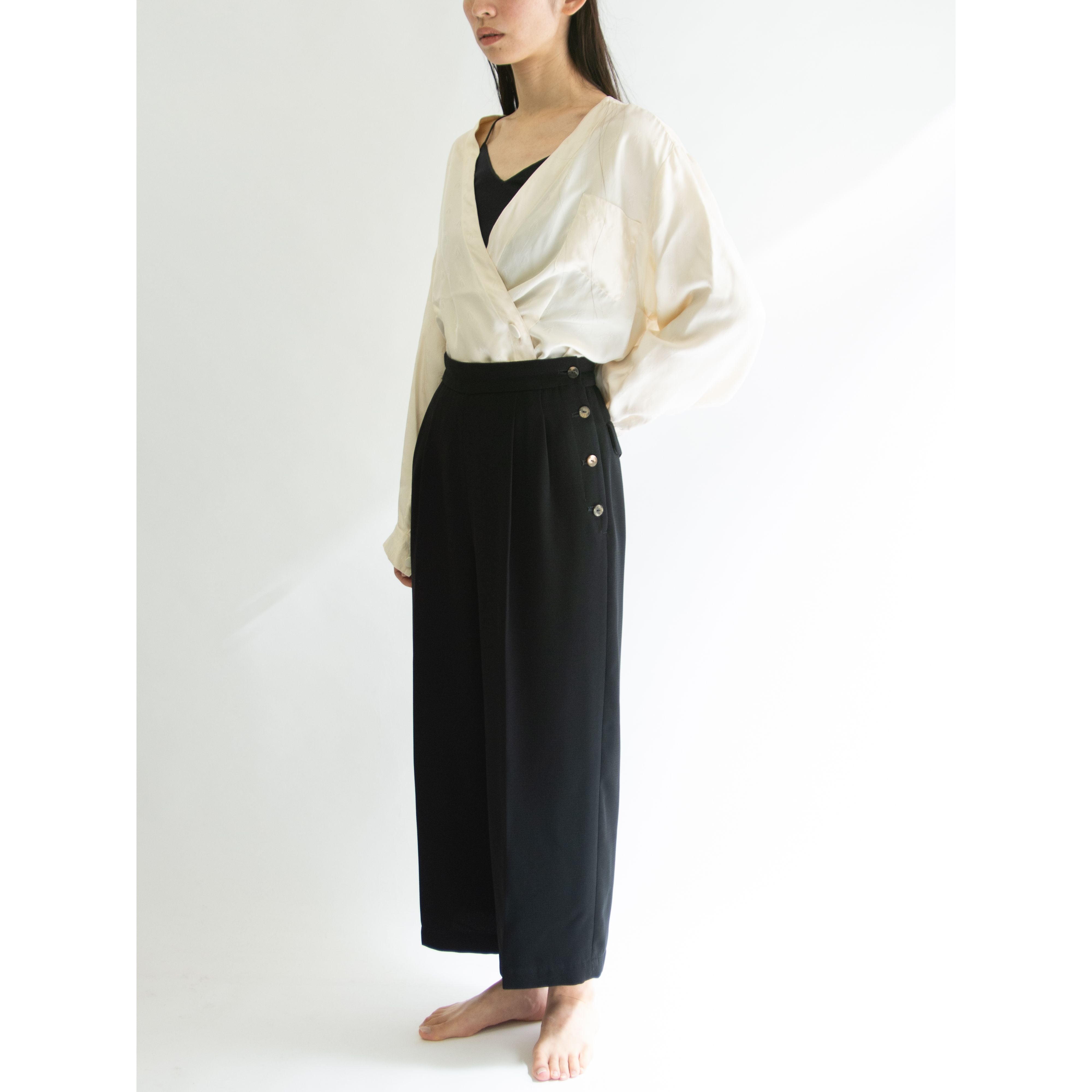 【tricot COMME des GARCONS】Made in Japan "AD1988" 100%Polyester Cropped Wide Pants(トリコ コムデギャルソン 日本製 ポリエステルクロップドワイドパンツ)